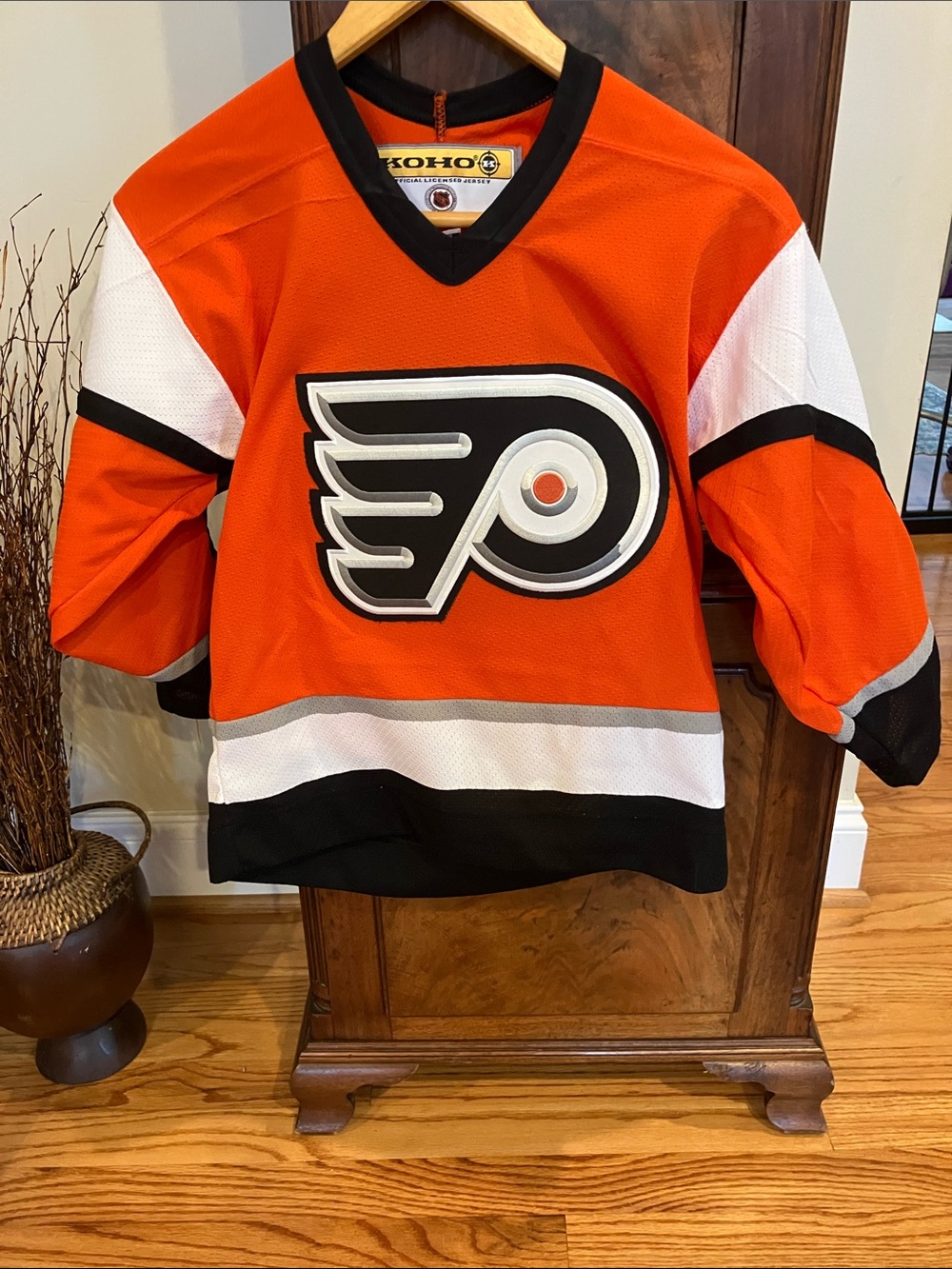 Orange Kids Hockey Jersey with Black & White Accents
